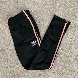 Adidas Black & Pink Stripe Track Pants